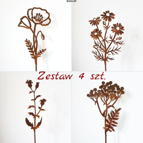 Kwiaty polne - zestaw metalowych dekoracji