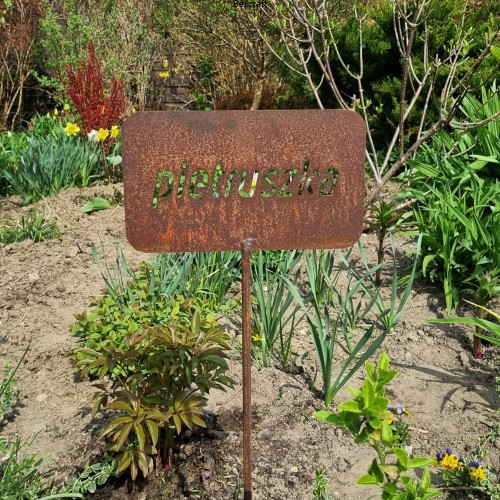 Metalowa tabliczka, znacznik ogrodowy z dowolnym tekstem