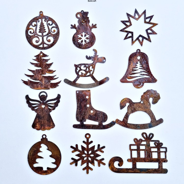 Zawieszki świąteczne z metalu - komplet 12 szt. Zestaw nr 2