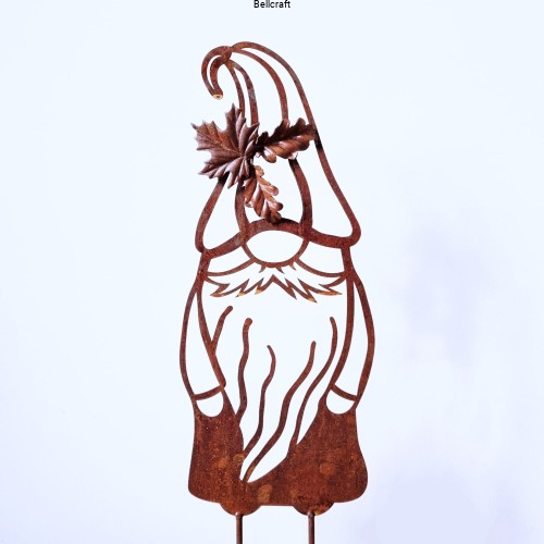 Jesienny skrzat ogrodowy  - dekoracja z rdzewionego metalu