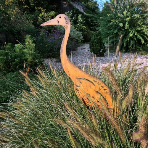 Żuraw duża ozdoba ogrodowa z metalu