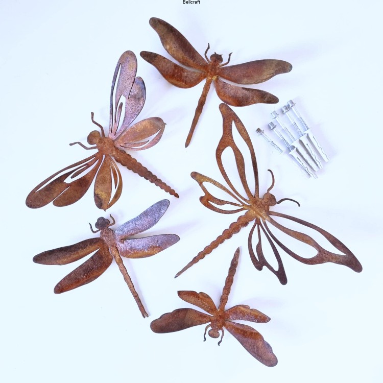 Metalowe ważki do przykręcenia – zestaw 5 sztuk.