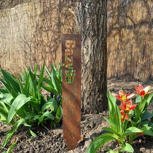 Metalowy znacznik ogrodowy rdzewiony