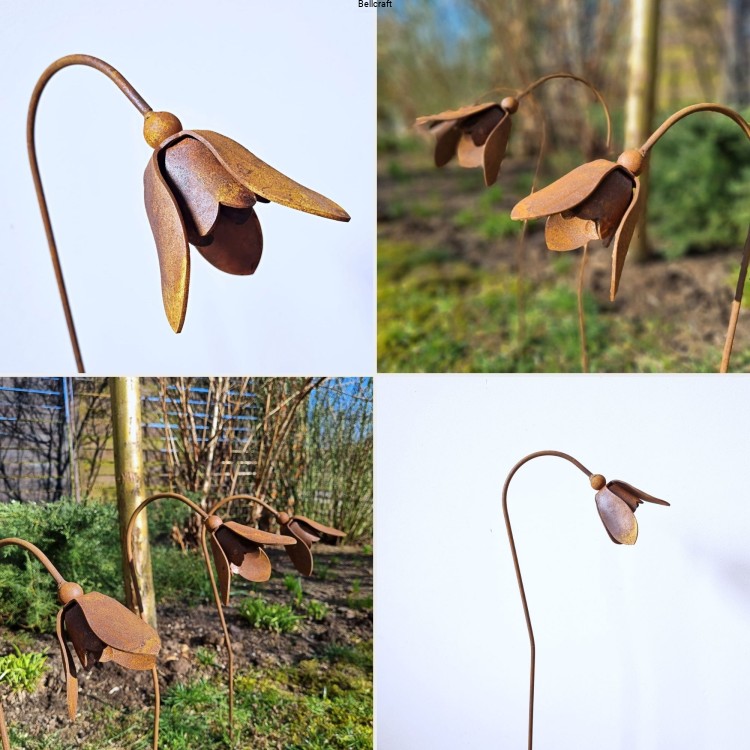 Przebiśniegi - zestaw trzech metalowych kwiatów