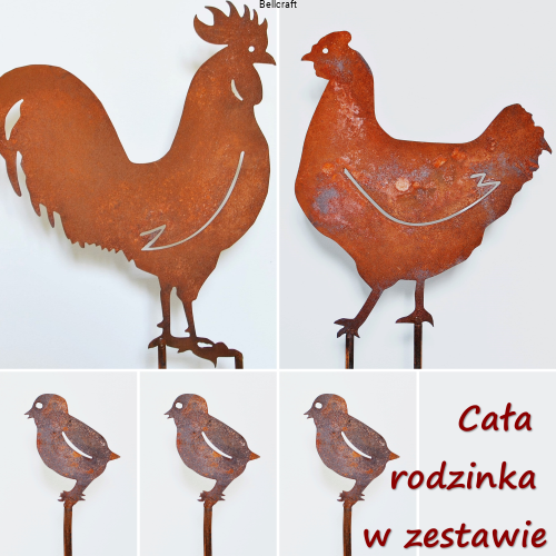 Rodzinka z kurnika - dekoracja ogrodowa