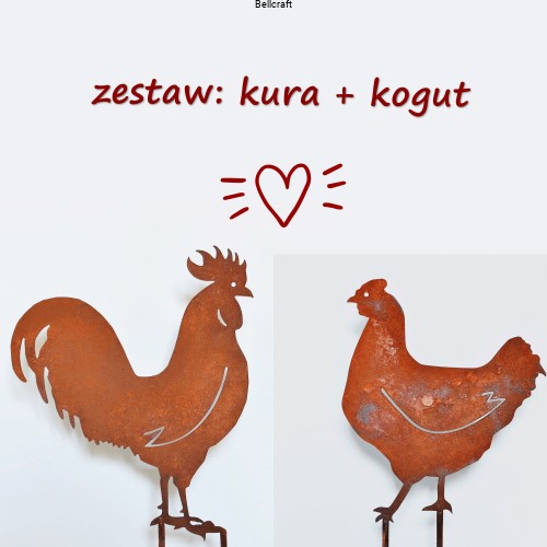 Kogut z kurką - dekoracja ogrodowa