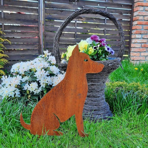 Pies - dekoracja z rdzą