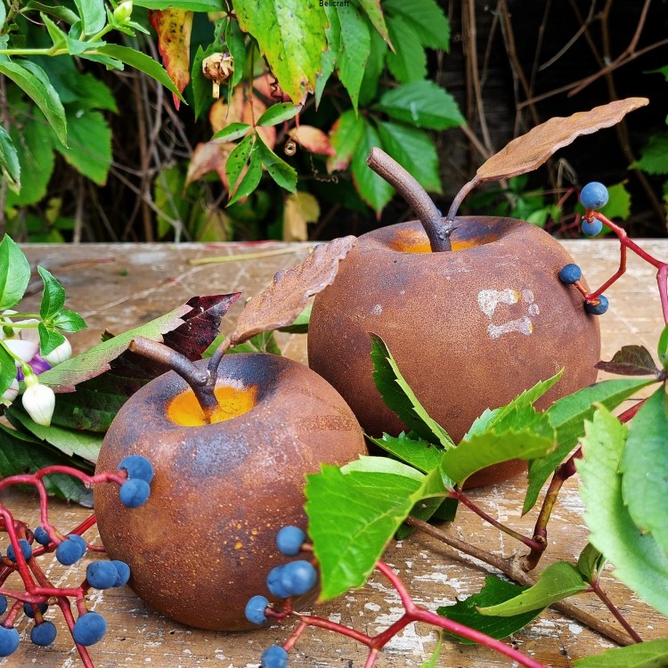 Ozdobne jabłka z metalu - zestaw 2 szt.