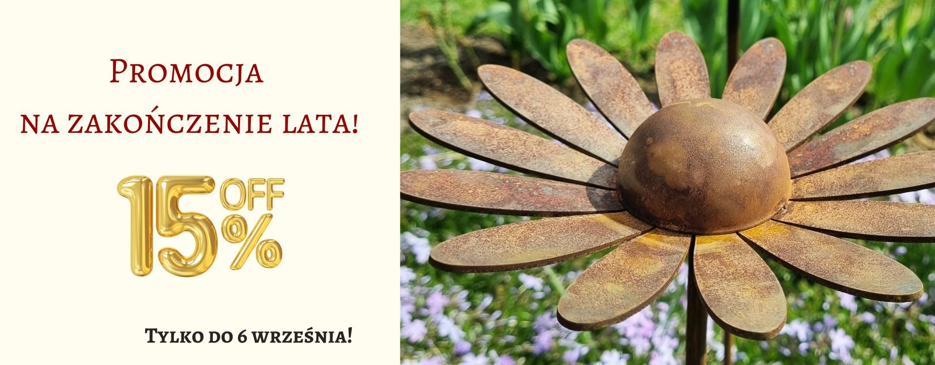 dekoracje ogrodowe pokryte rdzą