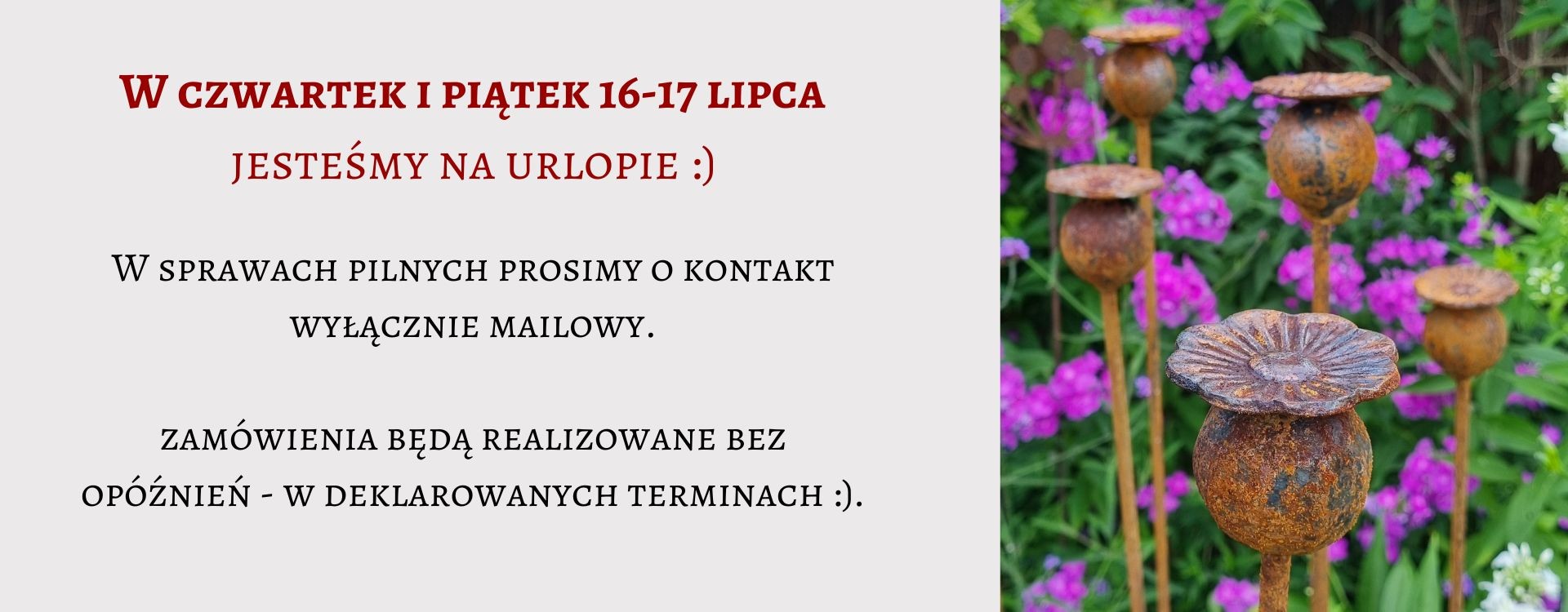 dekoracje ogrodowe pokryte rdzą