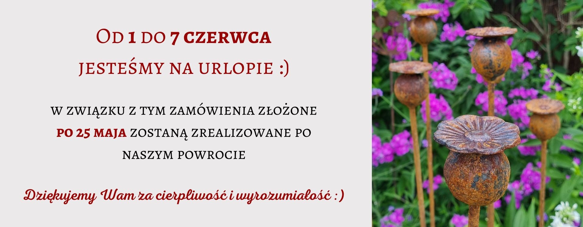 dekoracje ogrodowe pokryte rdzą