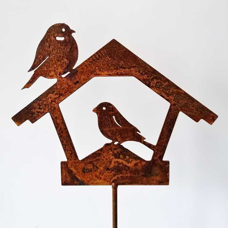 Karmnik z ptaszkami - dekoracja z rdzą (1)