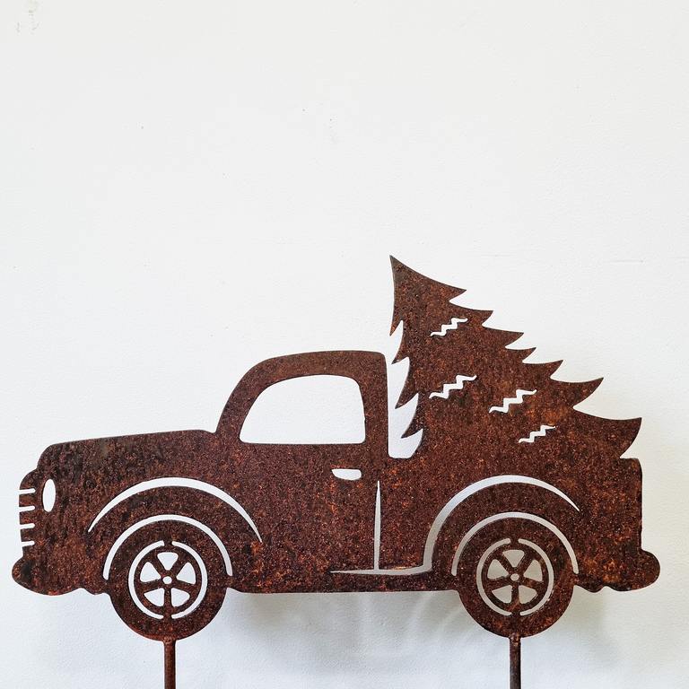 Auto z choinką  - świąteczna ozdoba z metalu (1)