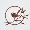 Ptaszek na gałązce w okręgu - dekoracja malowana rdzą (1)