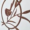 Ptaszek na gałązce w okręgu - dekoracja malowana rdzą (4)