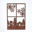 Okno z zimowym pejzażem - dekoracja malowana rdzą (1)