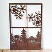 Okno z zimowym pejzażem - dekoracja malowana rdzą (3)