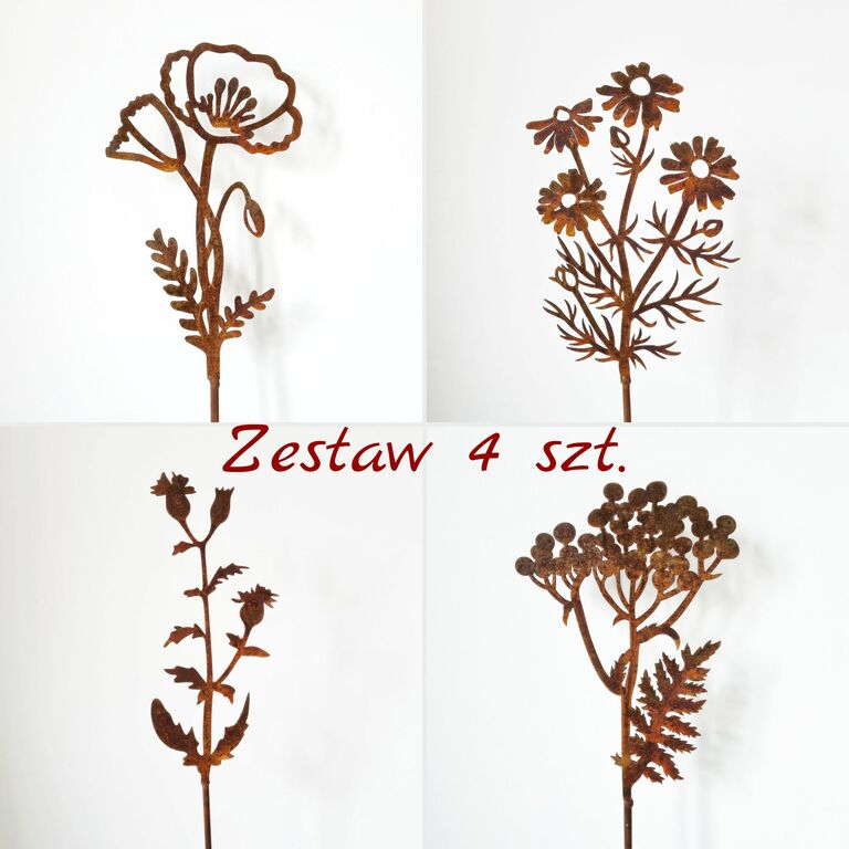 Kwiaty polne - zestaw metalowych dekoracji  (1)